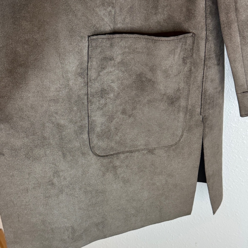 Zara Basic Faux Suede Dark Brown Women's Cape Coat with‎ Hood - Small - Picture 6 of 15